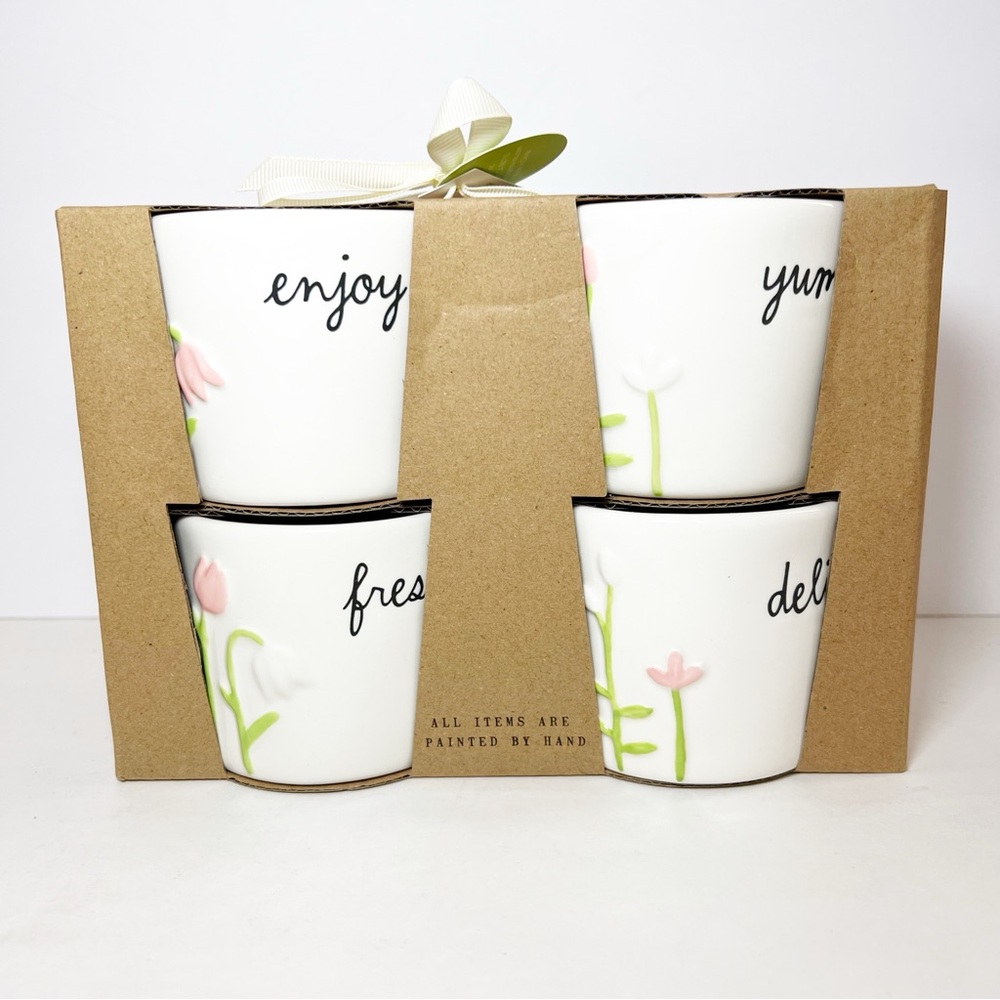 Rae Dunn Ramekin Set 4pc Floral 8oz New Hostess Gift